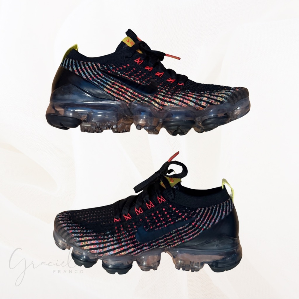LIKE NEW Nike Women's Black Multicolor Knit Air VaporMax-Style Sneakers - Picture 5 of 5
